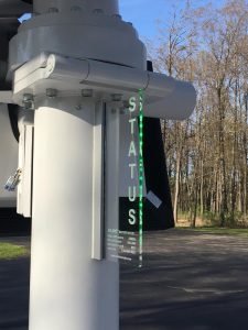 close-up of status light on EV charging station