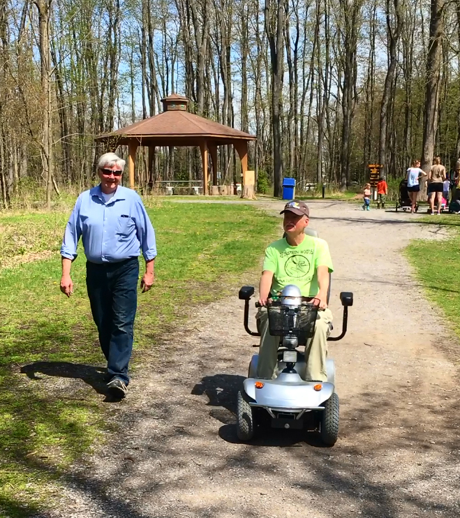 visitor using mobility scooter