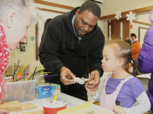 family making crafts